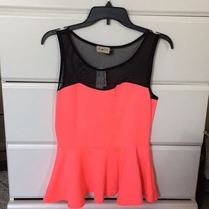 Neon Pink Peplum Blouse